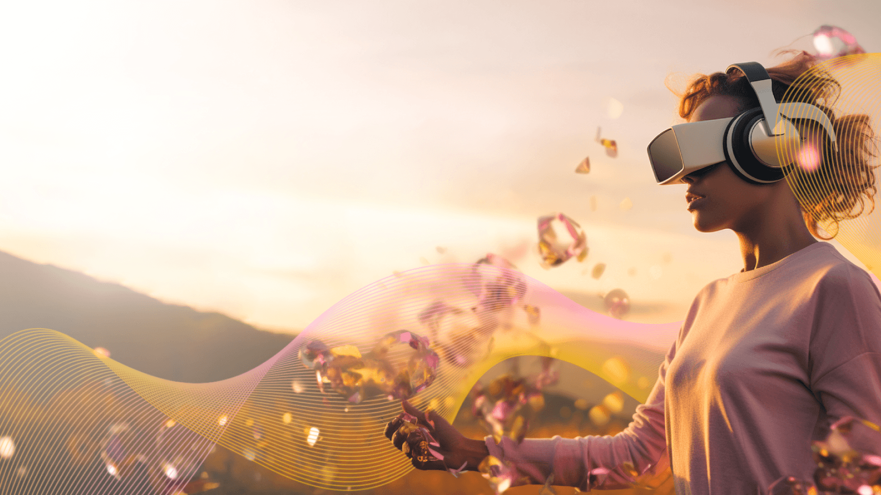 woman with VR set metaverse