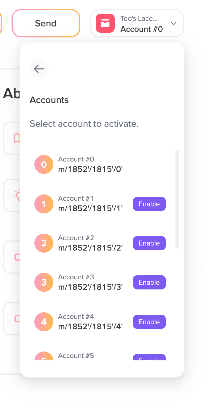 Lace wallet multi-account