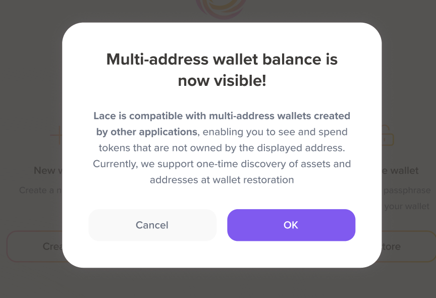 multi-address pop up lace wallet interface